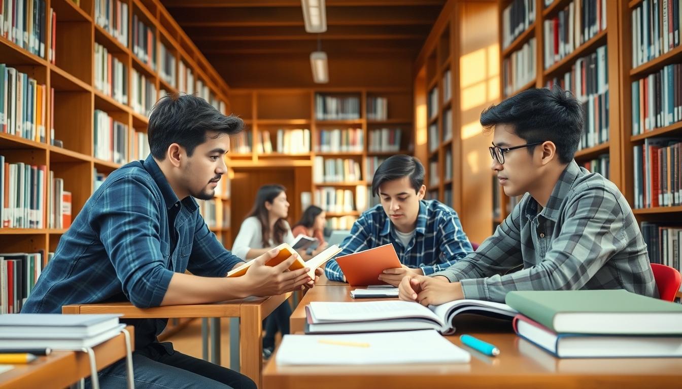 Students collaborating in study space